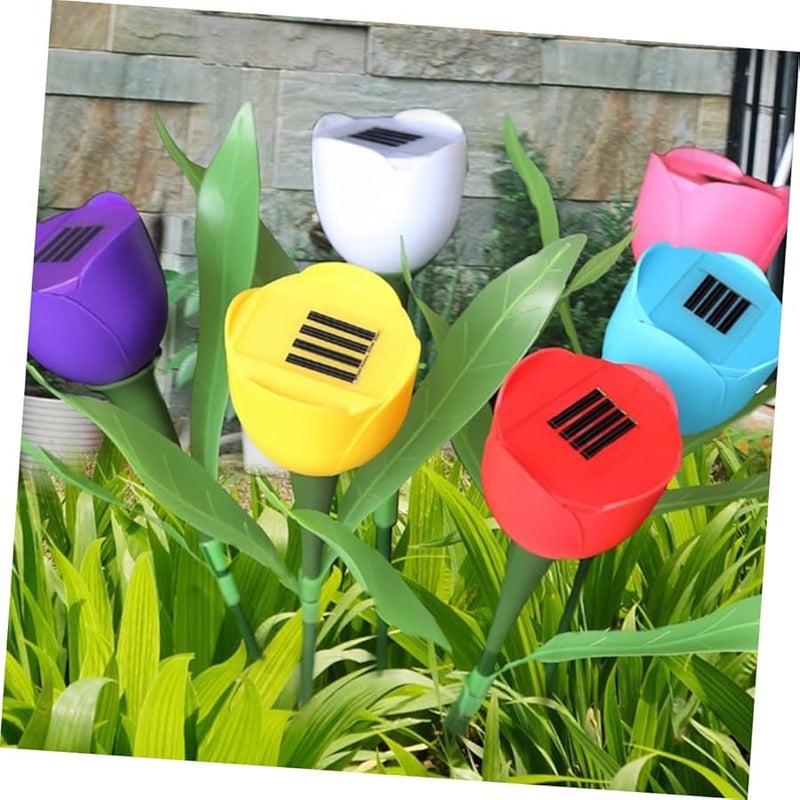 7Pcs Solar LED Tulip Garden Lights Outdoor Waterproof Pathway Landscape Lights - Image 3